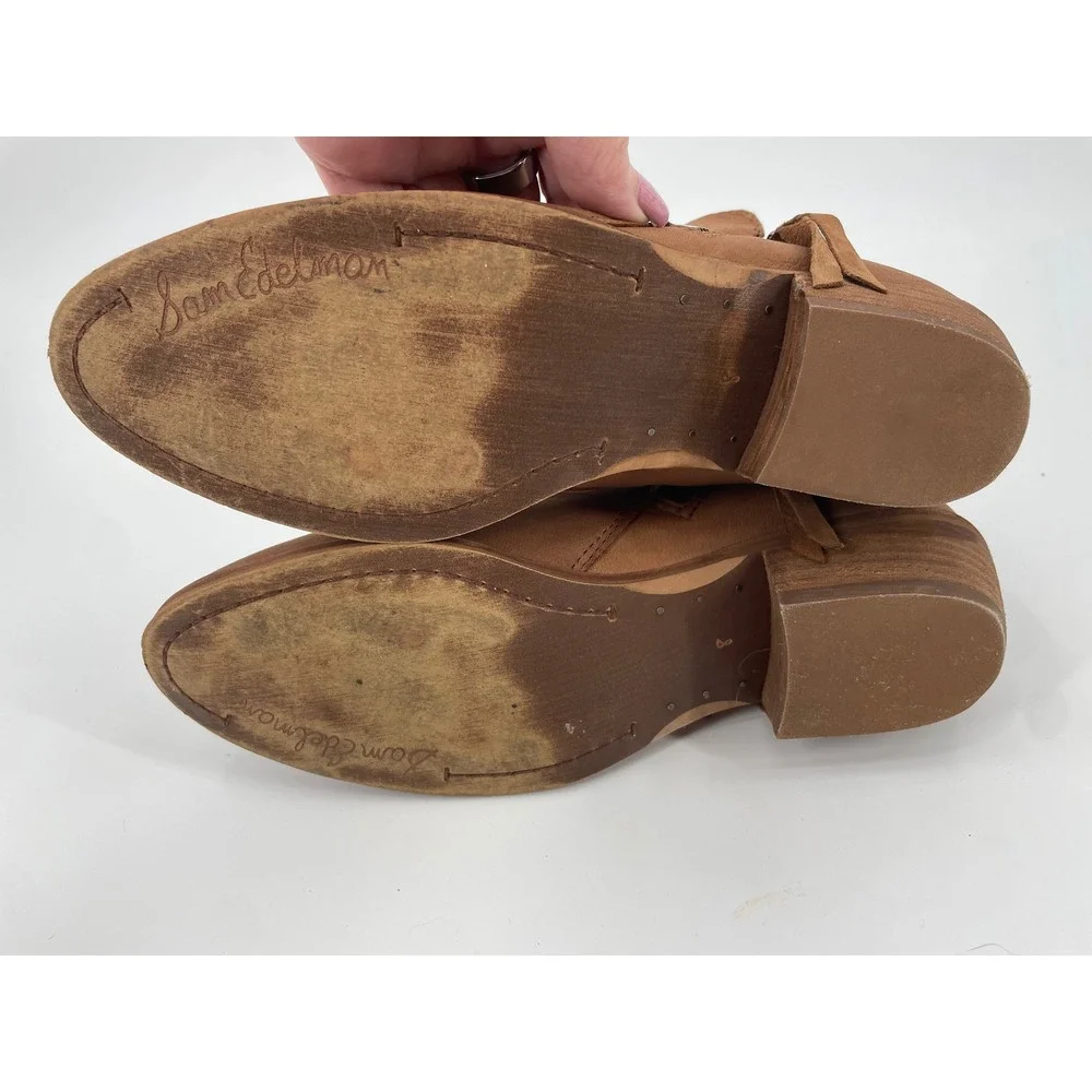 Sam Edelman Packer Ankle Boot Women 8 Camel/Brown Leather Western Boho Bootie